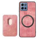 For Motorola Moto G 5G 2025 Retro Leather Card Bag Magnetic Phone Case(Pink) - 3