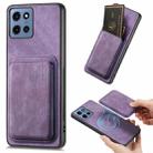 For Motorola Moto G 5G 2025 Retro Leather Card Bag Magnetic Phone Case(Purple) - 1