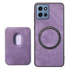 For Motorola Moto G 5G 2025 Retro Leather Card Bag Magnetic Phone Case(Purple) - 3