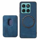 For Motorola Moto Edge 60 Fusion Retro Leather Card Bag Magnetic Phone Case(Blue) - 3