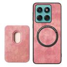 For Motorola Moto Edge 60 Fusion Retro Leather Card Bag Magnetic Phone Case(Pink) - 3