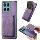 For Motorola Moto Edge 60 Fusion Retro Leather Card Bag Magnetic Phone Case(Purple) - 1