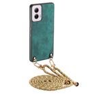 For Motorola Moto G Power 2024 5G Vintage Leather PC Back Cover Phone Case with Crossbody Strap(Green) - 1