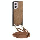 For Motorola Moto G Power 2024 5G Vintage Leather PC Back Cover Phone Case with Crossbody Strap(Brown) - 1