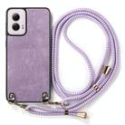 For Motorola Moto G Power 2024 5G Vintage Leather PC Back Cover Phone Case with Crossbody Strap(Purple) - 2