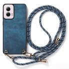 For Motorola Moto G Power 2024 5G Vintage Leather PC Back Cover Phone Case with Crossbody Strap(Blue) - 2