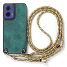 For Motorola Moto G85 Vintage Leather PC Back Cover Phone Case with Crossbody Strap(Green) - 2