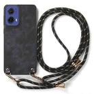For Motorola Moto G85 Vintage Leather PC Back Cover Phone Case with Crossbody Strap(Black) - 2