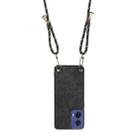 For Motorola Moto G85 Vintage Leather PC Back Cover Phone Case with Crossbody Strap(Black) - 3