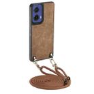 For Motorola Moto G85 Vintage Leather PC Back Cover Phone Case with Crossbody Strap(Brown) - 1