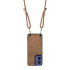 For Motorola Moto G85 Vintage Leather PC Back Cover Phone Case with Crossbody Strap(Brown) - 3