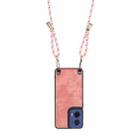For Motorola Moto G85 Vintage Leather PC Back Cover Phone Case with Crossbody Strap(Pink) - 3