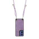 For Motorola Moto G85 Vintage Leather PC Back Cover Phone Case with Crossbody Strap(Purple) - 3