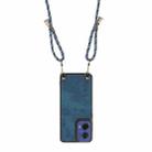 For Motorola Moto G85 Vintage Leather PC Back Cover Phone Case with Crossbody Strap(Blue) - 3