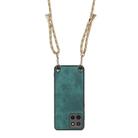 For Motorola Moto G15 Vintage Leather PC Back Cover Phone Case with Crossbody Strap(Green) - 3