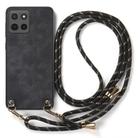 For Motorola Moto G15 Vintage Leather PC Back Cover Phone Case with Crossbody Strap(Black) - 2