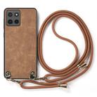 For Motorola Moto G15 Vintage Leather PC Back Cover Phone Case with Crossbody Strap(Brown) - 2