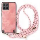 For Motorola Moto G15 Vintage Leather PC Back Cover Phone Case with Crossbody Strap(Pink) - 2