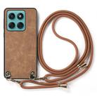 For Motorola Edge 60 Fusion Vintage Leather PC Back Cover Phone Case with Crossbody Strap(Brown) - 2