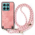 For Motorola Edge 60 Fusion Vintage Leather PC Back Cover Phone Case with Crossbody Strap(Pink) - 2