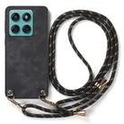 For Motorola Edge 60 / 60s Vintage Leather PC Back Cover Phone Case with Crossbody Strap(Black) - 2