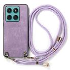 For Motorola Edge 60 / 60s Vintage Leather PC Back Cover Phone Case with Crossbody Strap(Purple) - 2