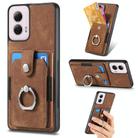 For Motorola Moto G Power 2024 5G Retro Skin-feel Ring Card Wallet Phone Case(Brown) - 1