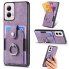 For Motorola Moto G Power 2024 5G Retro Skin-feel Ring Card Wallet Phone Case(Purple) - 1