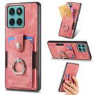 For Motorola Moto Edge 60 Fusion Retro Skin-feel Ring Card Wallet Phone Case(Pink) - 1