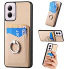 For Motorola Moto G Power 5G 2024 Carbon Fiber Card Wallet Ring Phone Case(Khaki) - 1