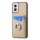 For Motorola Moto G Power 5G 2024 Carbon Fiber Card Wallet Ring Phone Case(Khaki) - 2