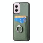 For Motorola Moto G Power 5G 2024 Carbon Fiber Card Wallet Ring Phone Case(Green) - 2