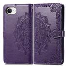For iPhone 16e Mandala Flower Embossed Leather Phone Case(Purple) - 2