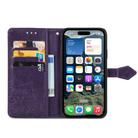 For iPhone 16e Mandala Flower Embossed Leather Phone Case(Purple) - 3