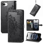 For iPhone 16e Mandala Flower Embossed Leather Phone Case(Black) - 1