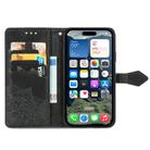 For iPhone 16e Mandala Flower Embossed Leather Phone Case(Black) - 3