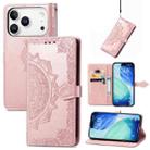 For iPhone 17 Pro Mandala Flower Embossed Leather Phone Case(Rose Gold) - 1