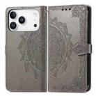 For iPhone 17 Pro Mandala Flower Embossed Leather Phone Case(Gray) - 2