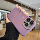 For iPhone 13 Pro Orange Ring MagSafe Litchi Grain TPU Phone Case(Purple) - 1