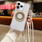 For iPhone 11 Pro Traveler Crossbody Lanyard MagSafe Four-corner TPU Clear Phone Case(White) - 1