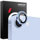 For iPhone 16e NORTHJO Camera Lens Protector CD Metal Ring Tempered Glass Film(Blue) - 1