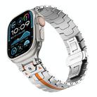For Apple Watch 46mm / 49mm / 45mm / 44mm Stainless Steel Iron Man Butterfly Buckle Metal Watch Band(Silver Orange) - 1