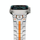 For Apple Watch 46mm / 49mm / 45mm / 44mm Stainless Steel Iron Man Butterfly Buckle Metal Watch Band(Silver Orange) - 2