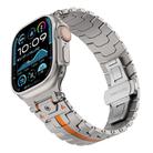 For Apple Watch 46mm / 49mm / 45mm / 44mm Stainless Steel Iron Man Butterfly Buckle Metal Watch Band(Titanium Color Orange) - 1