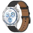 For Huawei Watch GT 5 46mm Press Button 22mm Leather Watch Band(Black) - 1