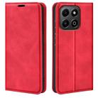 For Honor X6b Retro-skin Magnetic Suction Leather Phone Case(Red) - 1