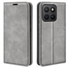 For Honor X8c Retro-skin Magnetic Suction Leather Phone Case(Grey) - 1