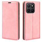 For Honor X8c Retro-skin Magnetic Suction Leather Phone Case(Pink) - 1