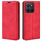 For Honor X8c Retro-skin Magnetic Suction Leather Phone Case(Red) - 1