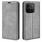 For Honor X6c Retro-skin Magnetic Suction Leather Phone Case(Grey) - 1